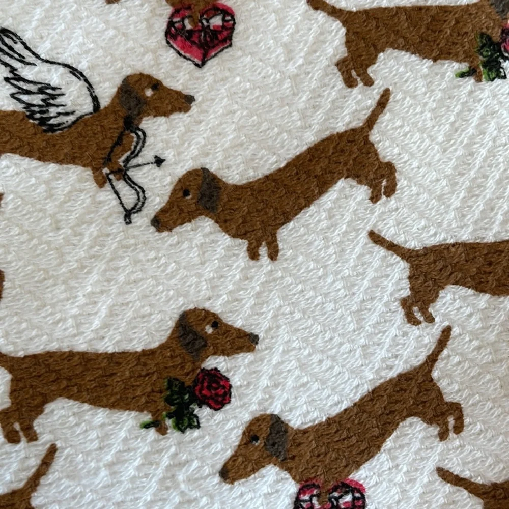Valentine’s Day themed dachshund kitchen towels set of two